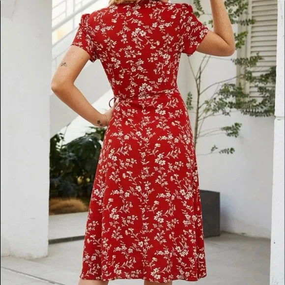 Boho Floral Print Wrap Dress - Picture 6 of 7